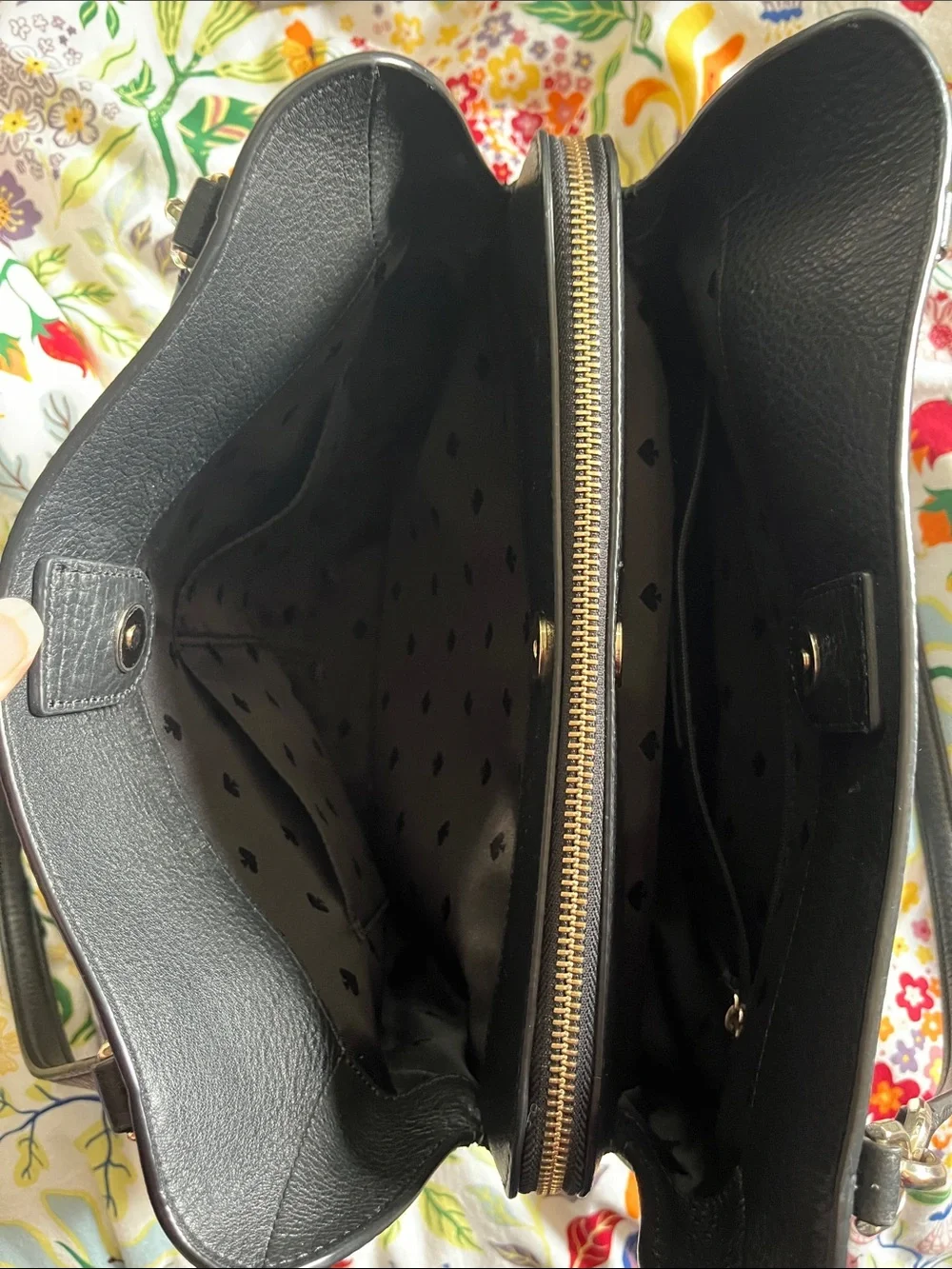 Kate Spade Black Jackson Leather Three Compartment Satchel